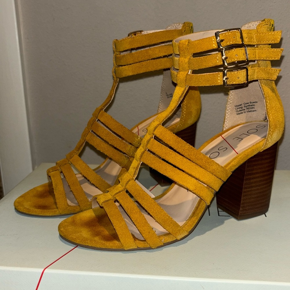Sole Society Elise Suede Gladiator Block Heel Sandal